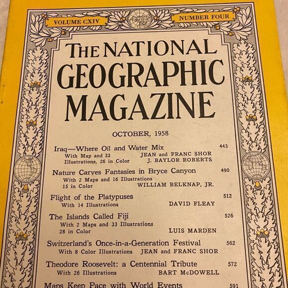 Vintage Natural Geographic Magazine from 1958 Vol CXIV Number 4 - Picture 2 of 9